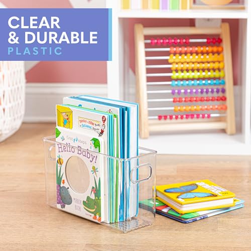 Plastic Food Storage 6 Pack Clear Container Bin with Handles for Organizing Kitchen (6 Count)