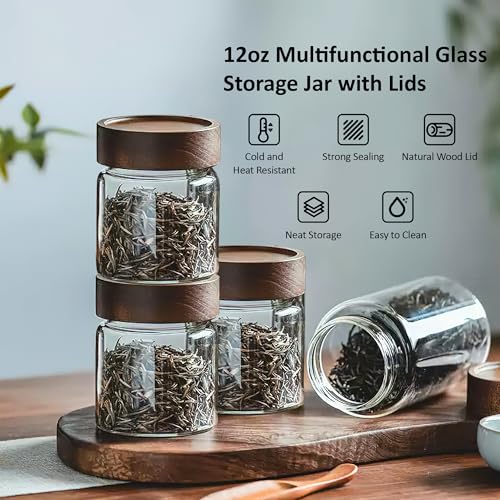 18 oz 550 ml Clear Glass Storage Canister with Airtight Wooden Lid