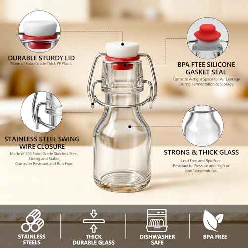 20pack 2oz Swing Top Glass Bottles with Airtight Lids for Vanilla