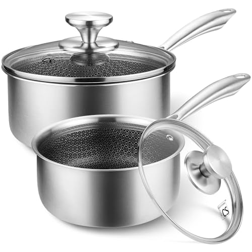 Hybrid Nonstick Stainless Steel Saucepan Set (4 Count)