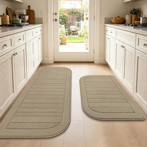 Kitchen Rugs Set of 2 Non Slip Washable 24"x36"+24"x60" (16 Sq Ft)