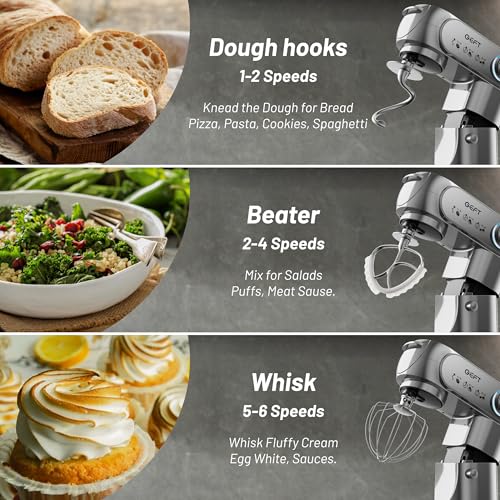 Stand Mixer 3.5QT&6QT Bowls Mixers Kitchen Electric Stand Mixer Gray