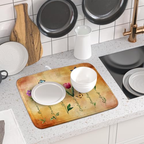 Inspirational Words Dish Drying Mat