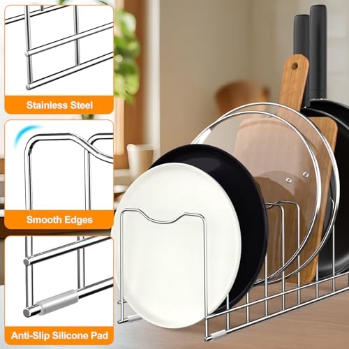 Pot Lid Organizer Pan Lid Organizer Kitchen Pot Lid Rack Suitable for Bakeware Dish Plate (2 Count)
