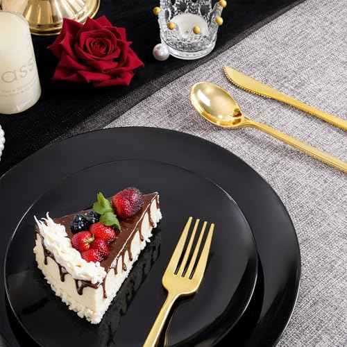 200PCS Black Plastic Plates (200 Count)