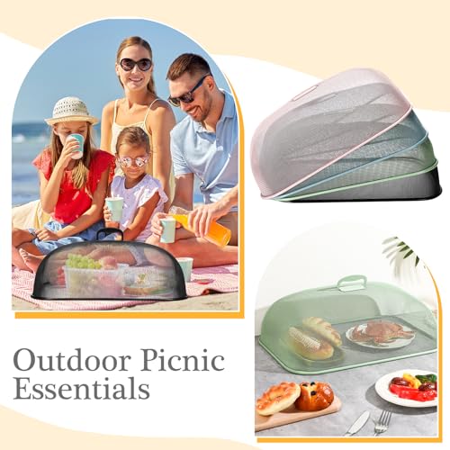 4 Pcs Metal Mesh Screen Food Cover for Outdoors Set Large 18.5 Inch Mesh Food Tents for Picnic Indoor Plate (4 Count)