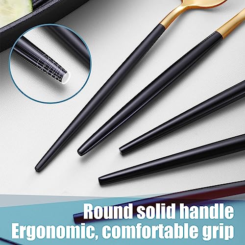 Matte Black Gold Silverware Set for 6 (30 Count)