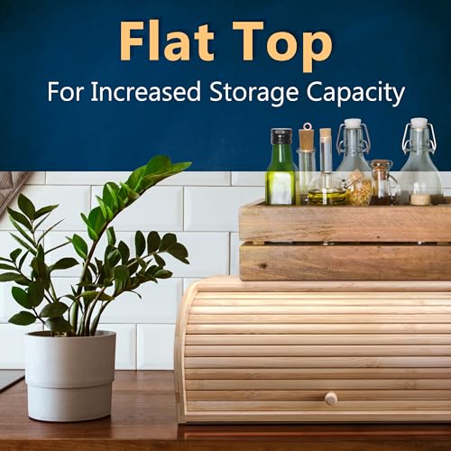 Bamboo Bread Box Space Saving Rustic Roll