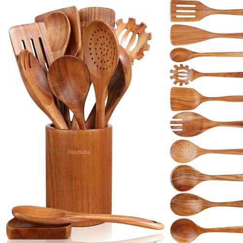 12 Piece Wooden Spoons for Cooking (12 Count)