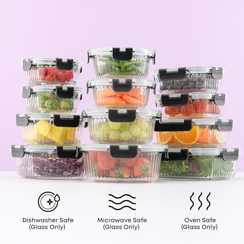 24pc Borosilicate Glass Storage Containers with Lids (24 Count)