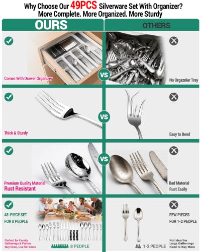 49 Piece Silverware Set with Organizer (49 Count)