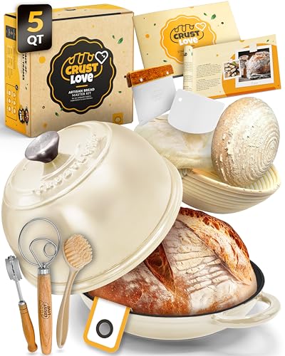 5 QT Enameled Dutch Oven for Bread Baking with Lid & Starter Kit