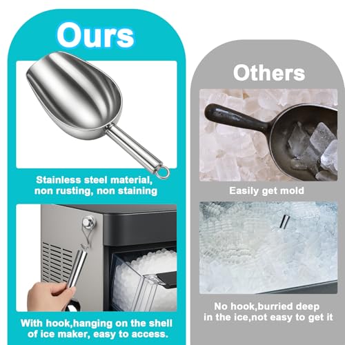 Stainless Steel Ice Scoop for Freezer with Magnetic Hook