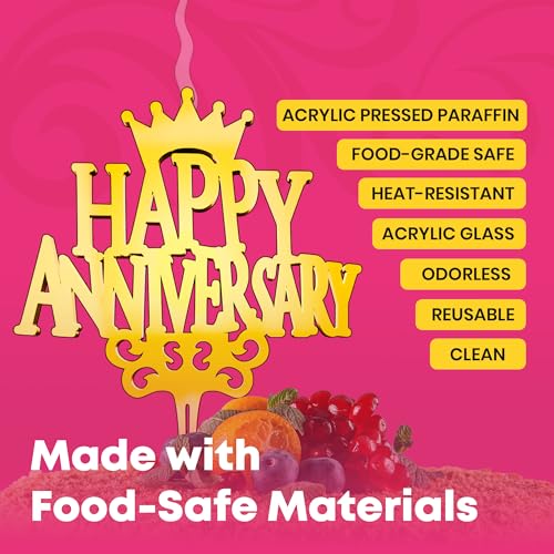 Happy Anniversary Reusable Gold Romantic Cake Candle