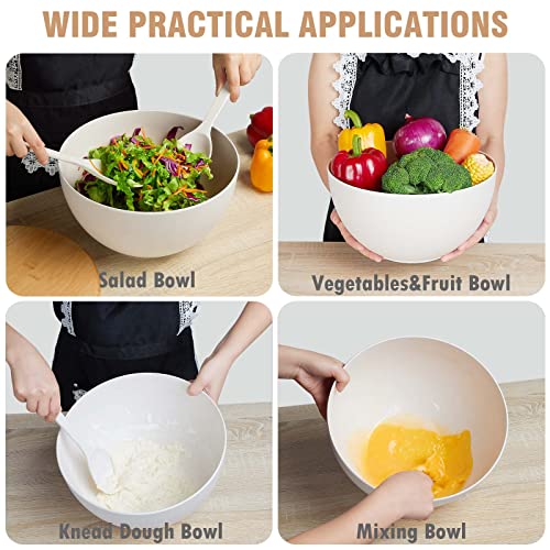 11.3" Extra Large Salad Serving Bowl Set with Wooden Lid&Utensils (208 Count)