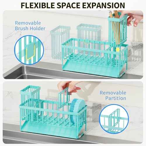 Kitchen Sink Caddy Organzier with High Brush Holder