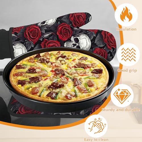 Skulls Oven Mitts and Pot Holders Set (4 Count)