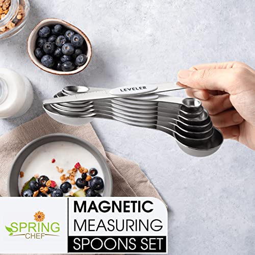 Stainless Steel 8 Magnetic Measuring Spoons for Kitchen