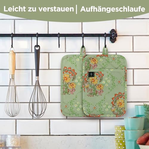 Pot Holders for Kitchen Heat Resistant Hot Pads for Countertops Oven Pot Holders Cotton Potholders for Kitchen Cooking Baking (2 Count)