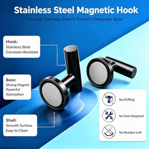 Magnetic Hooks Coat Magnet Hooks for Hanging (2 Count)