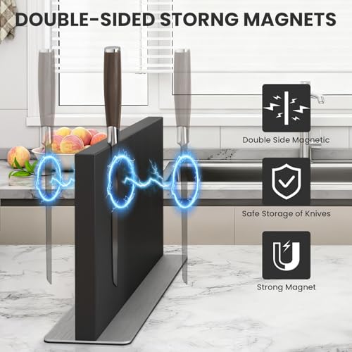 Large Magnetic Knife Block Stainless Steel Magnetic Knife Holder (14 Count)