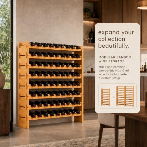 72 Bottle Wine Rack Stackable Bamboo Freestanding (72 Count)