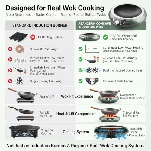 1700W Concave Induction Wok Cooktop