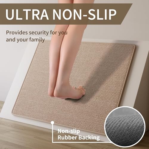 Extra Long Kitchen Runner Rugs Kitchen Mat Non Slip Brown 17"x95" (11 Sq Ft)
