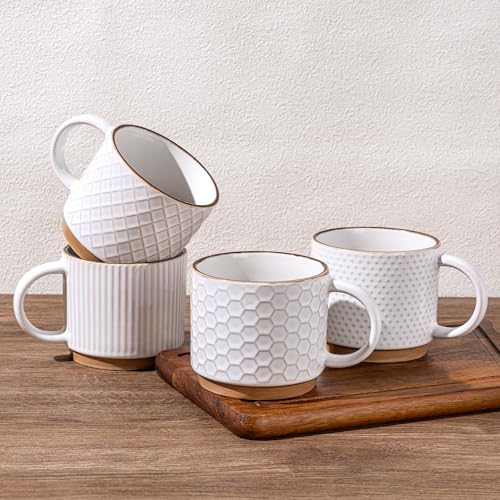 15 OZ Stackable Coffee Mugs Set of 4 (4 Count)