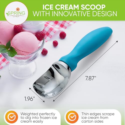 Heavy Duty Metal Ice Cream Scoop with Soft Grip Handle