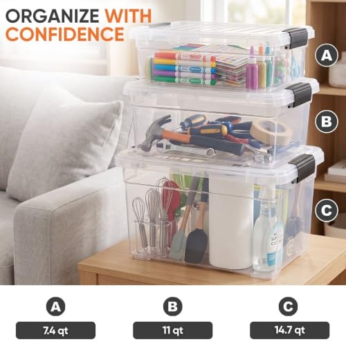 11 Quart Clear Plastic Storage Boxes with Lids (5 Count)