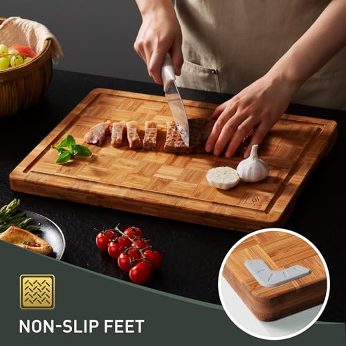 2 Pack Wooden Cutting Boards for Kitchen Bamboo Chopping Boards Non Toxic (2 Count)