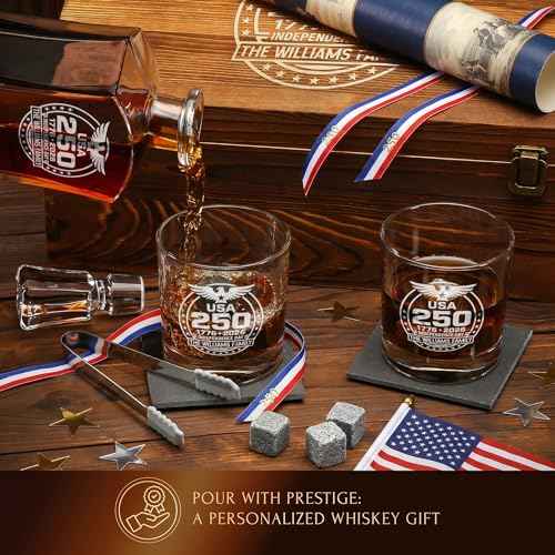 Personalized 250th Anniversary Old Fashioned Whiskey Decanter Set