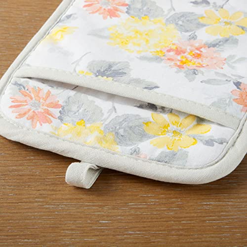 Amber Floral Oven Mitt & Pot Holder Set 2