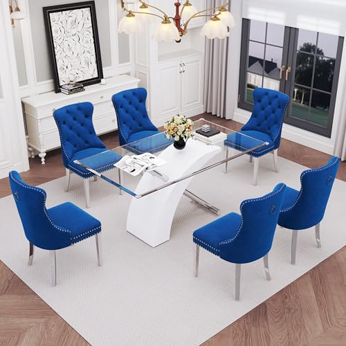 7 Piece Glass Dining Table Set for 6