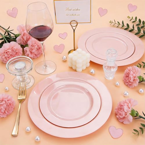 60PCS Pink Plastic Plates (60 Count)