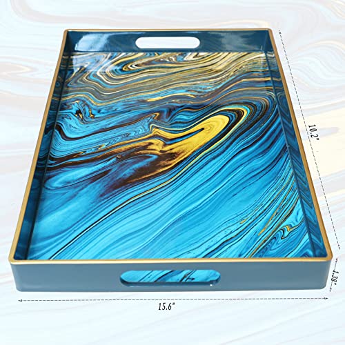 Serving Tray Marble Decorative Tray Plastic Rectangular Coffee Table Tray for Living Room