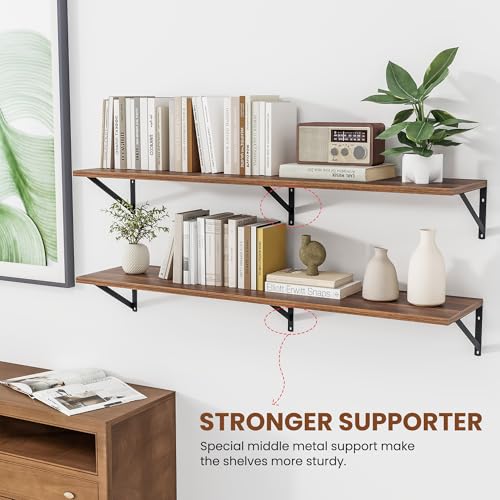 48W x 12D Deep Floating Shelves Set of 2 Walnut