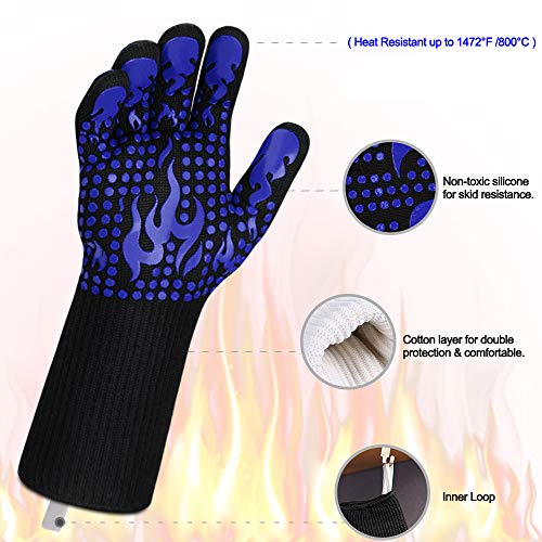 BBQ Gloves 1472F Heat Resistant Silicone Non (2 Count)