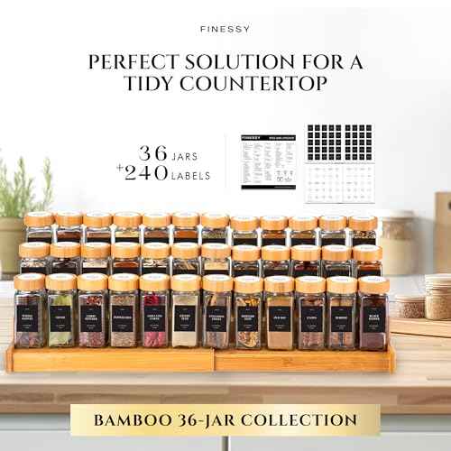 Thick Glass Spice Jars With Bamboo Lids 4 oz (36 Count)