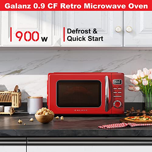 GLCMKZ09RDR09 Retro Countertop Microwave Oven with Auto Cook & Reheat