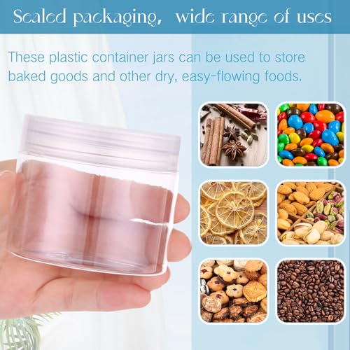 6 Pack Plastic Container with Lids Small Jars Wide Mouth Round Airtight Leak Proof Container for Travel Storage (6 Count)