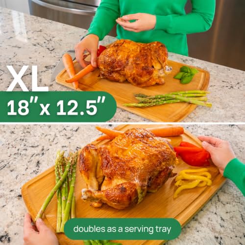 FSC Certified Extra Large Bamboo Cutting Board Featuring 18 Inch Glue
