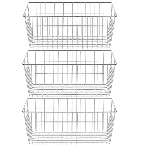 Farmhouse Freezer Bastets Organizer Bin Large Metal Wire Food Storage Organizer Bin Basket (3 Count)