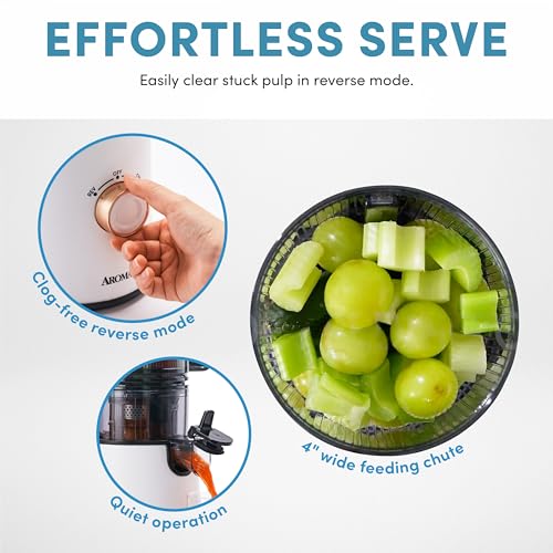 Cold Press Juice Machine Slow Masticating Fruit and Vegetable Juicer for Home with Large 4