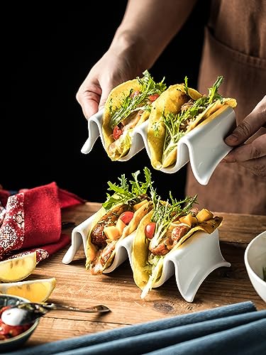 Taco Holder Porcelain Taco Tray with Handles (2 Count)