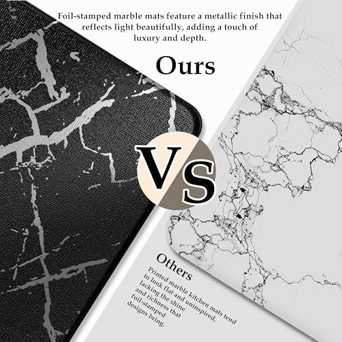 Silver Foil Stamped Marble Kitchen Mats (18.03 sq ft Count)
