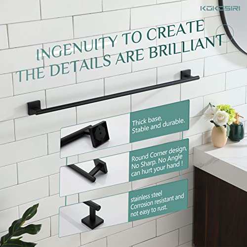 32'' Towel Rails Bathroom Towel Bars Matte Black 32 Inch Bath Towel Holder for Washroom Kitchen Wall Stainless Steel B4005BK