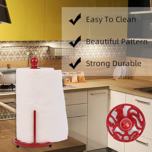 Red Cast Iron Paper Towel Holder for Kitchen Countertop