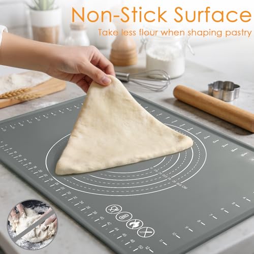 Silicone Pastry Mat 24" x 16" Baking Mat with Measurements and Edge Heightening